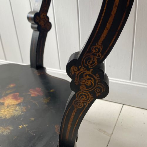 A VICTORIAN EBONISED AND PAINTED SOWING TABLE - ADDITIONAL PHOTO 3
