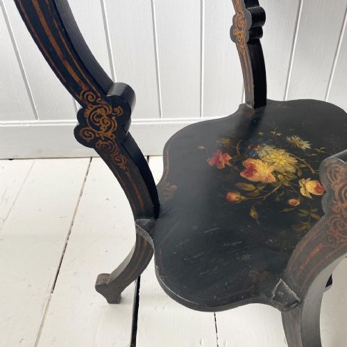 A VICTORIAN EBONISED AND PAINTED SOWING TABLE - ADDITIONAL PHOTO 6