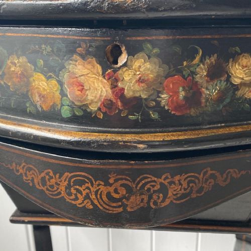 A VICTORIAN EBONISED AND PAINTED SOWING TABLE - ADDITIONAL PHOTO 11