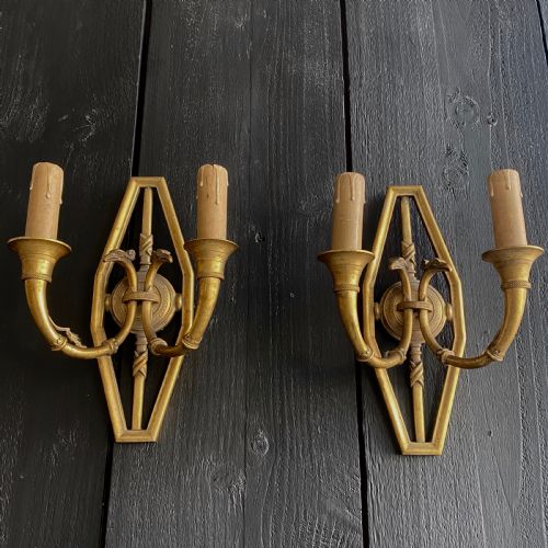 Pair of C19th French Gilt Bronze Wall Sconces