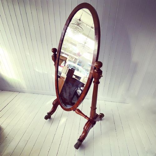 A William Ivth Mahogany Cheval Mirror
