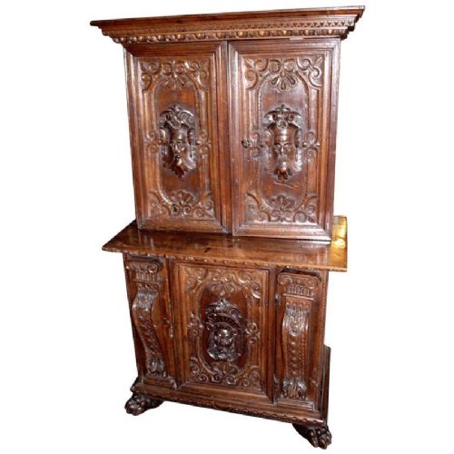 Italian Baroque Carved Walnut Cupboard