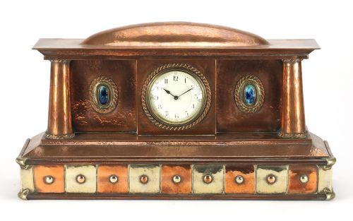 Arts and Craft Copper & Nickel Silver Mantel Clock