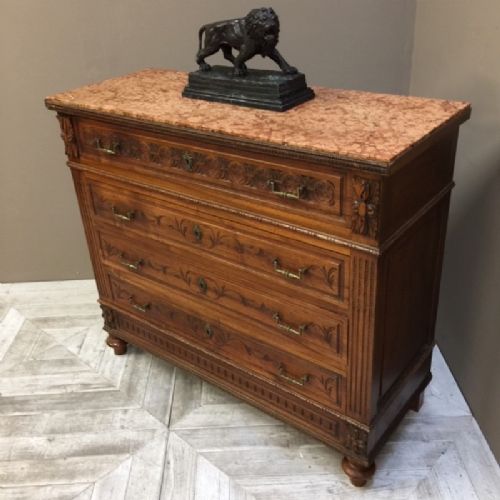 Walnut & Marble Chest of Drawers