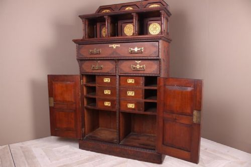 English Gothic Revival Stained Pine Cabinet