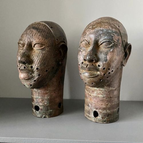 Pair of Benin Bronze Heads
