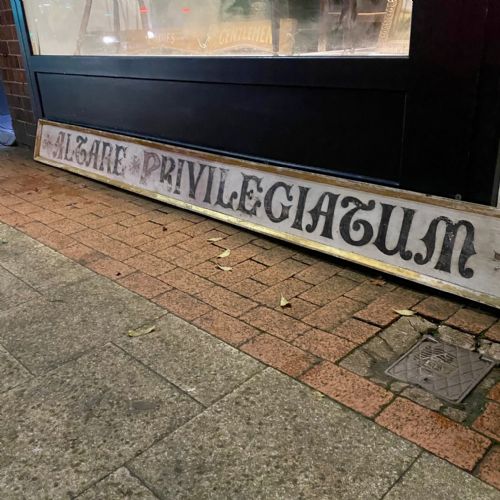 Large Vintage Hand Painted Sign "Privileged Altar"