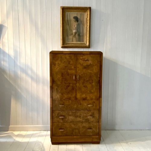 Art Deco Walnut Linen Press