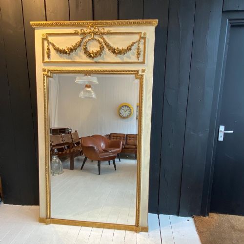 Large Painted & Gilded French Bevelled Mirror Circa 1890
