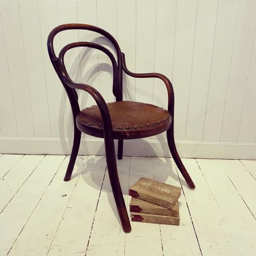 A Vintage Childs Bentwood and Leather Armchair