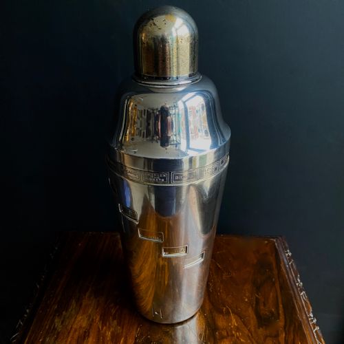 Art Deco Silver Plated Napier 'Tells You How' Cocktail Shaker
