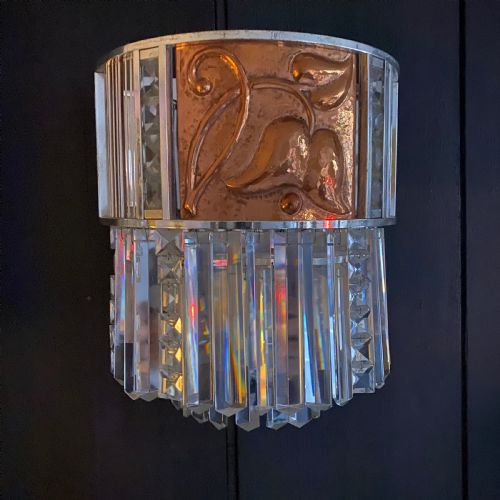 fig 1. A Pair of Art Deco Crystal, Nickel & Copper Wall Lights by Lobmeyr Vienna
