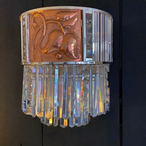 fig 2. A Pair of Art Deco Crystal, Nickel & Copper Wall Lights by Lobmeyr Vienna