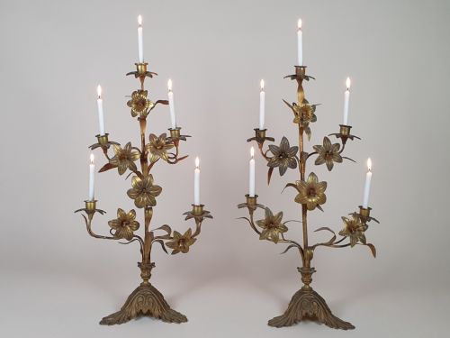A Large Pair of French Church Candelabra