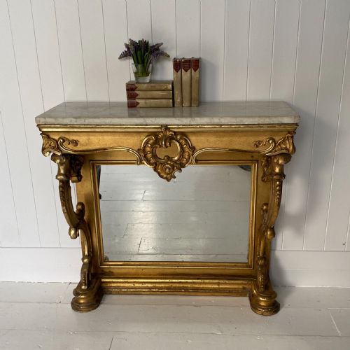 Giltwood and Marble Pier Console Table