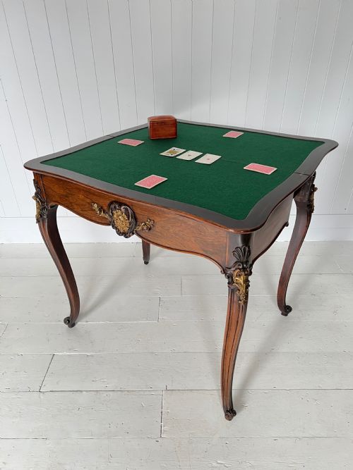 French Rosewood Serpentine Folding Card Table