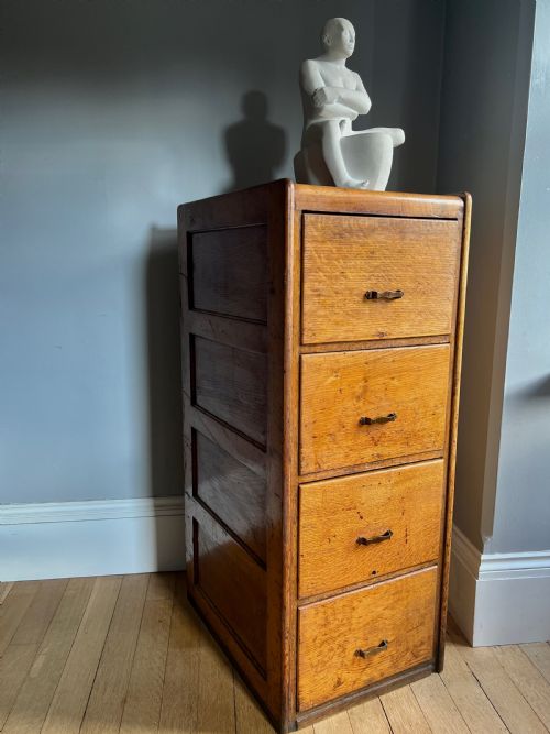 Vintage Four Drawer Oak Filing Cabinet