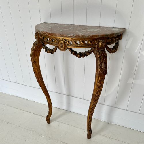 Carved Giltwood and Marble Console Table