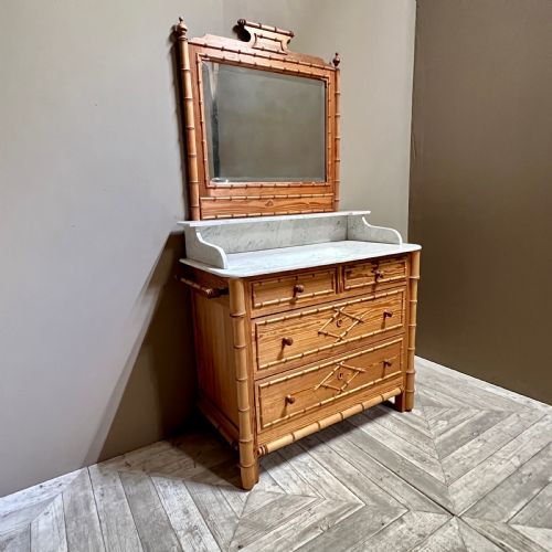 Faux Bamboo and Marble Vanity Dressing Chest