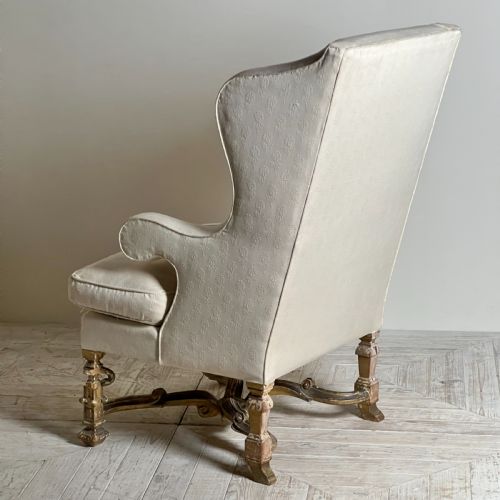fig 2. Antique Giltwood Wingback Armchair In The Late 17Th Style