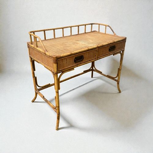 VINTAGE BAMBOO DESK DRESSING OR CONSOLE TABLE - ADDITIONAL PHOTO 2