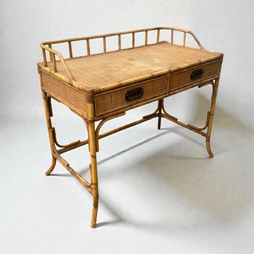 VINTAGE BAMBOO DESK DRESSING OR CONSOLE TABLE - ADDITIONAL PHOTO 3