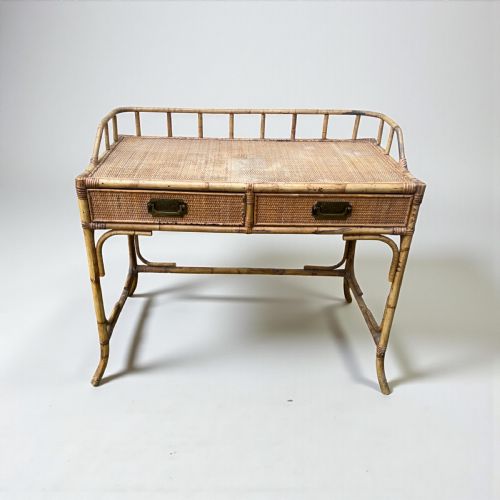 VINTAGE BAMBOO DESK DRESSING OR CONSOLE TABLE - ADDITIONAL PHOTO 4