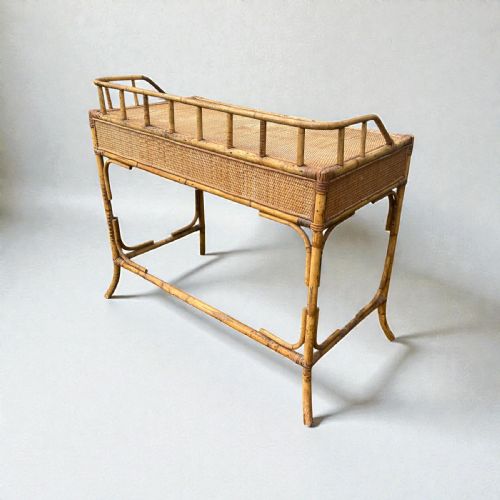 VINTAGE BAMBOO DESK DRESSING OR CONSOLE TABLE - ADDITIONAL PHOTO 6