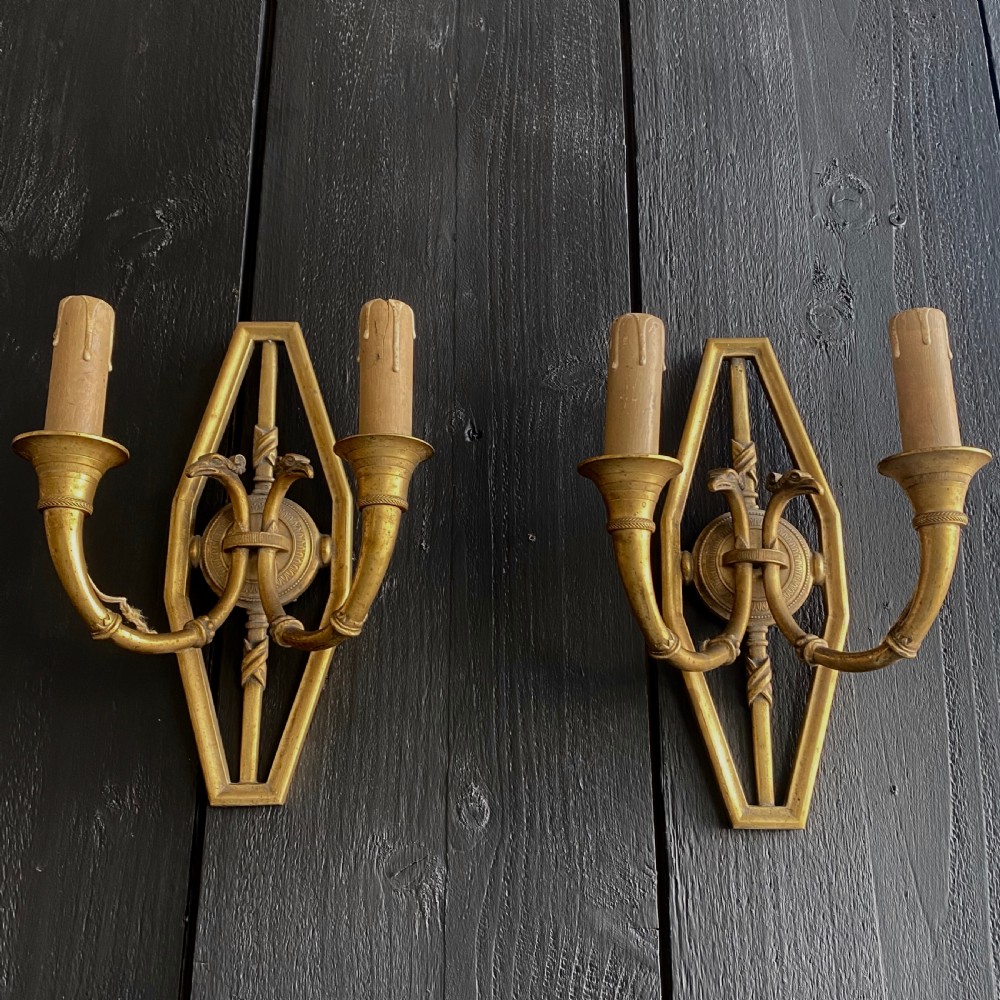 Pair Of C19th French Gilt Bronze Wall Sconces