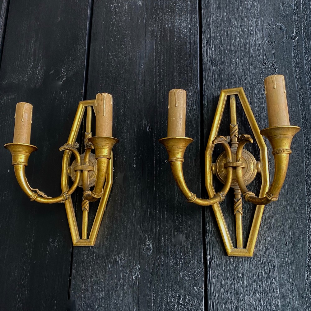 Pair Of C19th French Gilt Bronze Wall Sconces View VIII