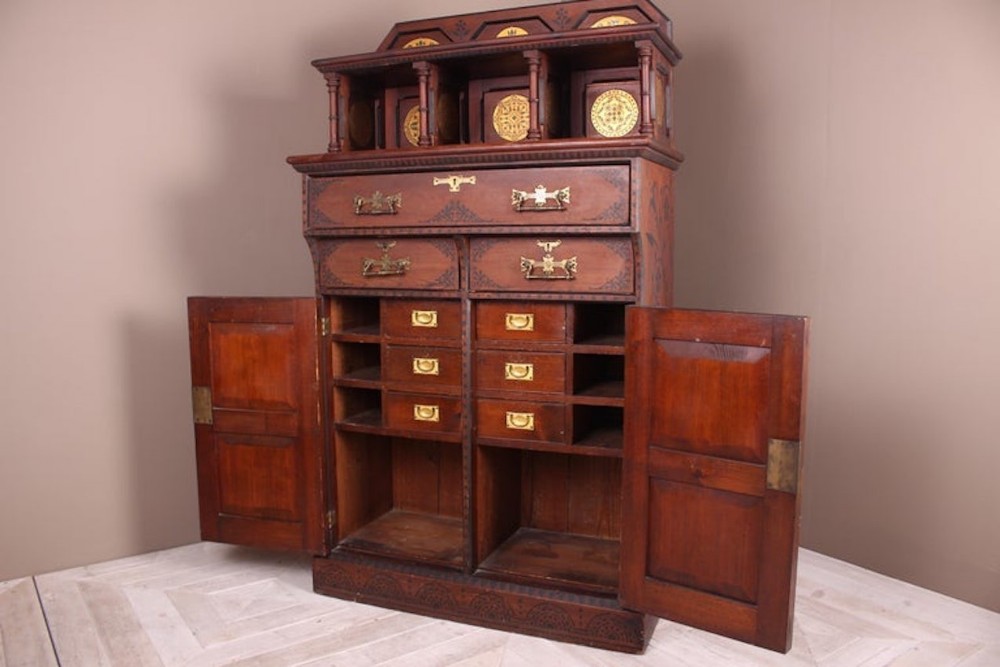 English Gothic Revival Stained Pine Cabinet