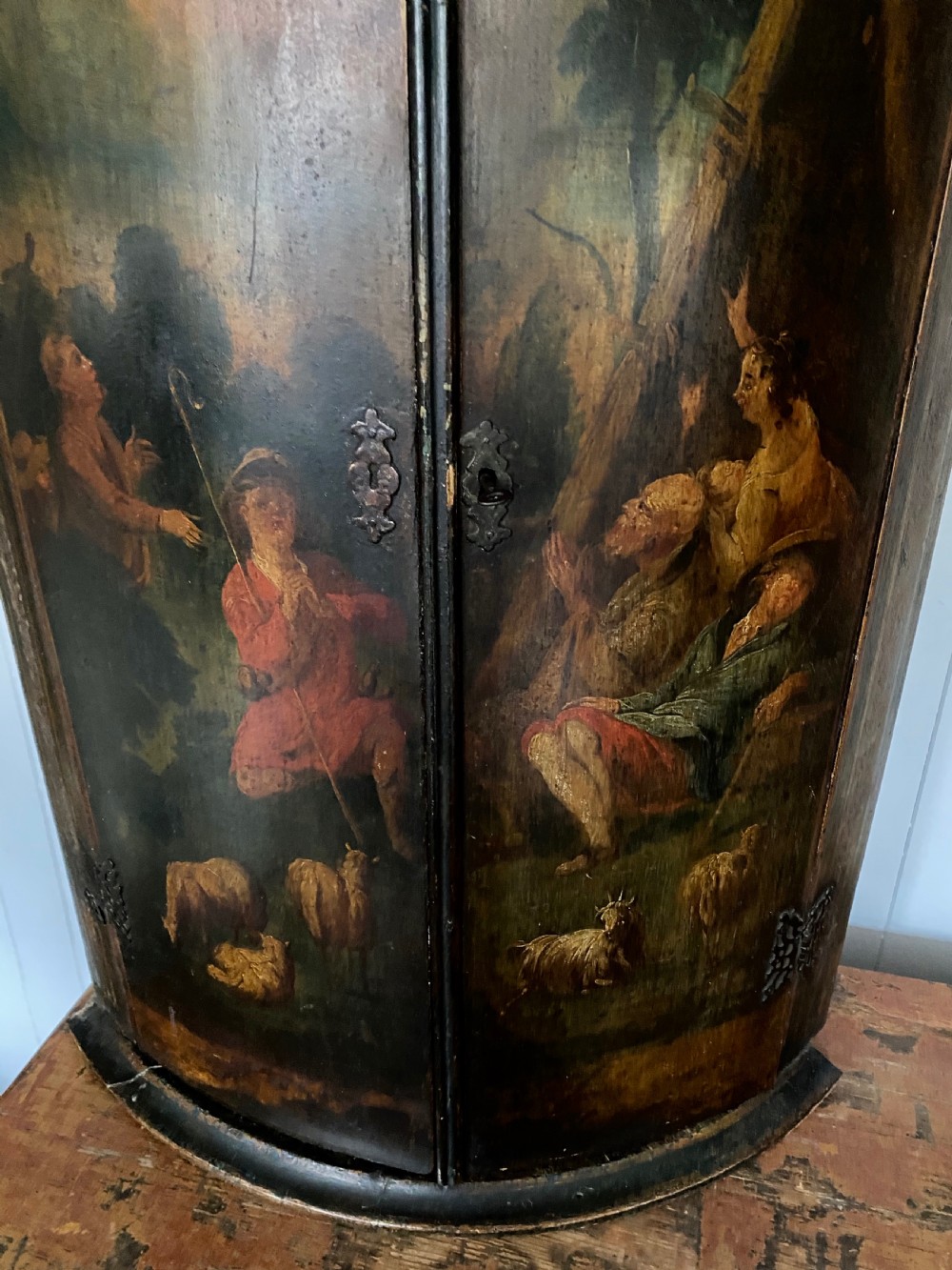 A Georgian Painted Bow Front Corner Cupboard View V