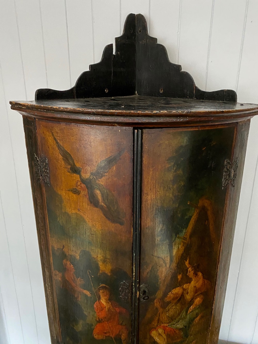 A Georgian Painted Bow Front Corner Cupboard View VI