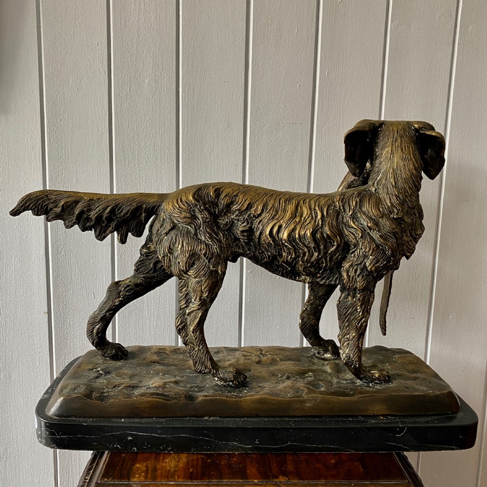 A Bronze Sculpture of a Gun Dog With Pheasant on a Marble Base View III