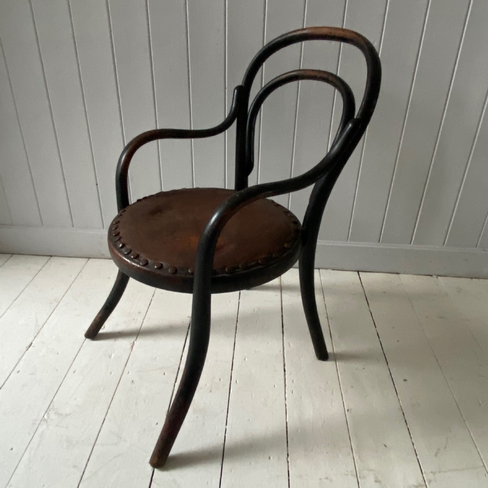 A Vintage Childs Bentwood and Leather Armchair View IX