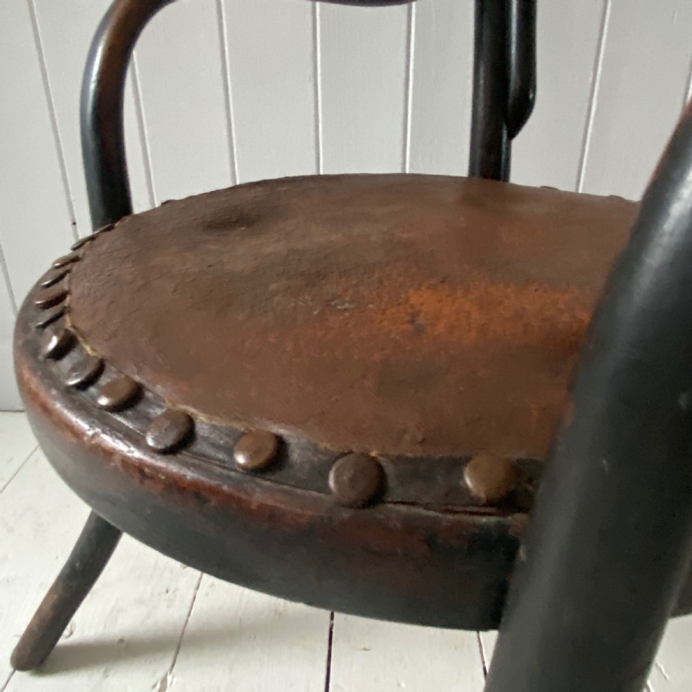 A Vintage Childs Bentwood and Leather Armchair View X