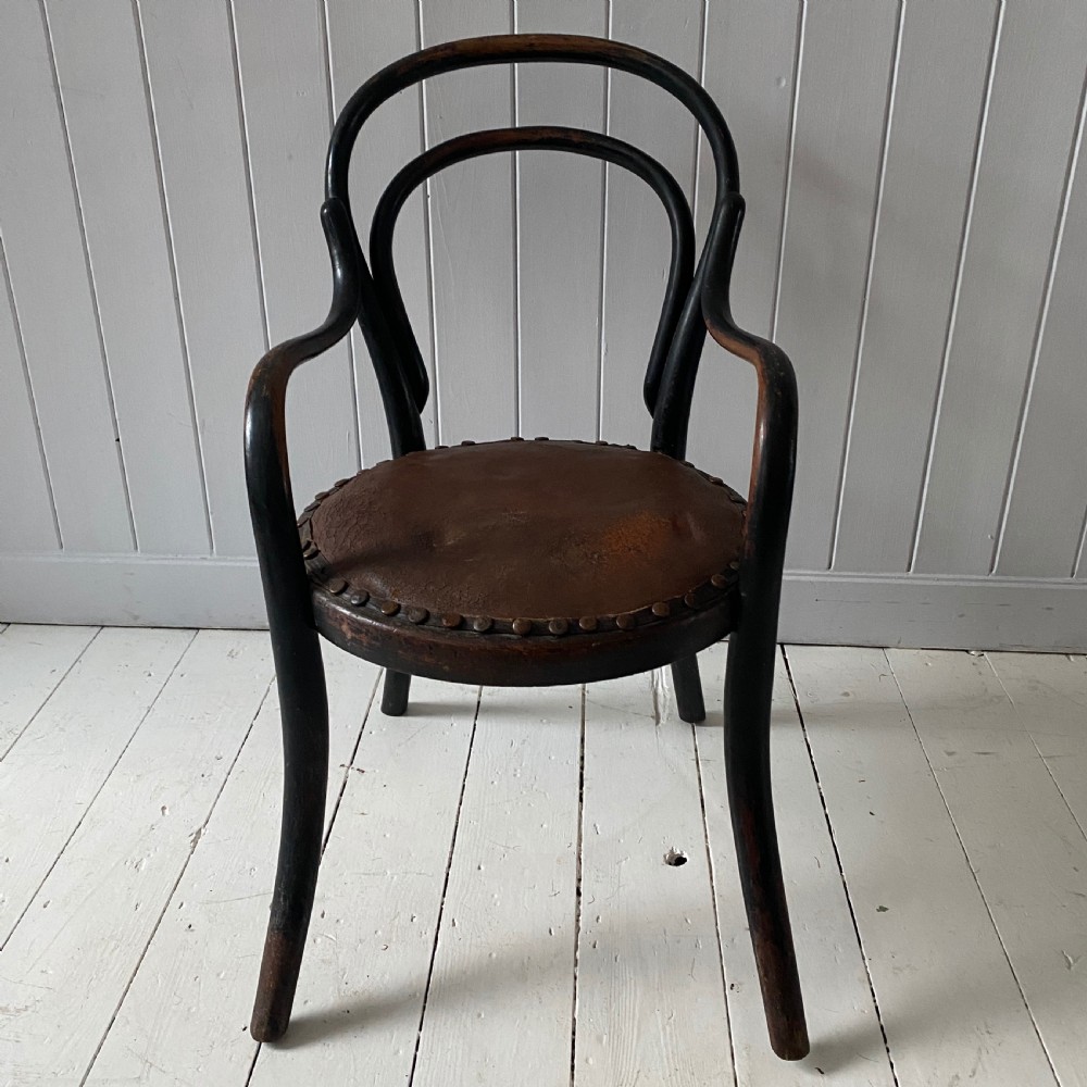 A Vintage Childs Bentwood and Leather Armchair View XII