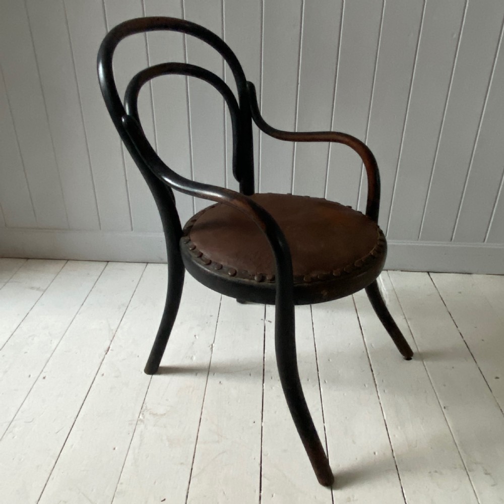A Vintage Childs Bentwood and Leather Armchair View XIV