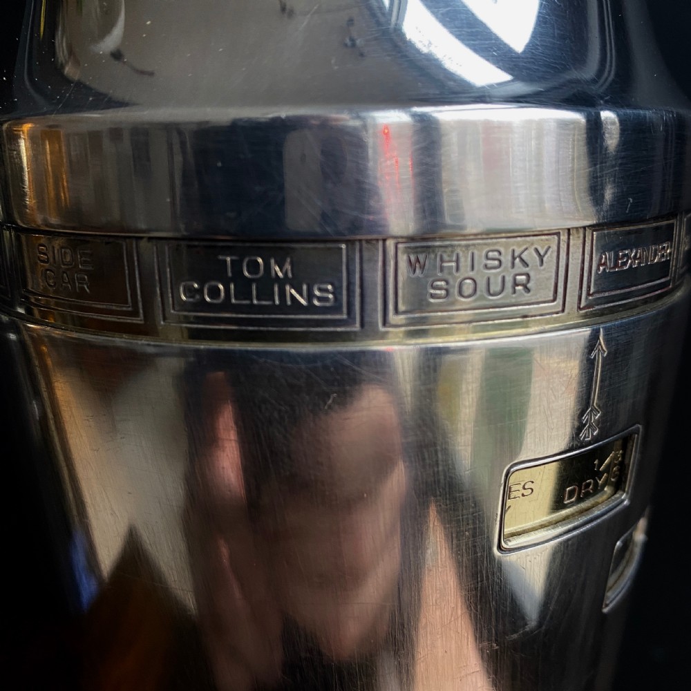 Art Deco Silver Plated Napier 'Tells You How' Cocktail Shaker View II