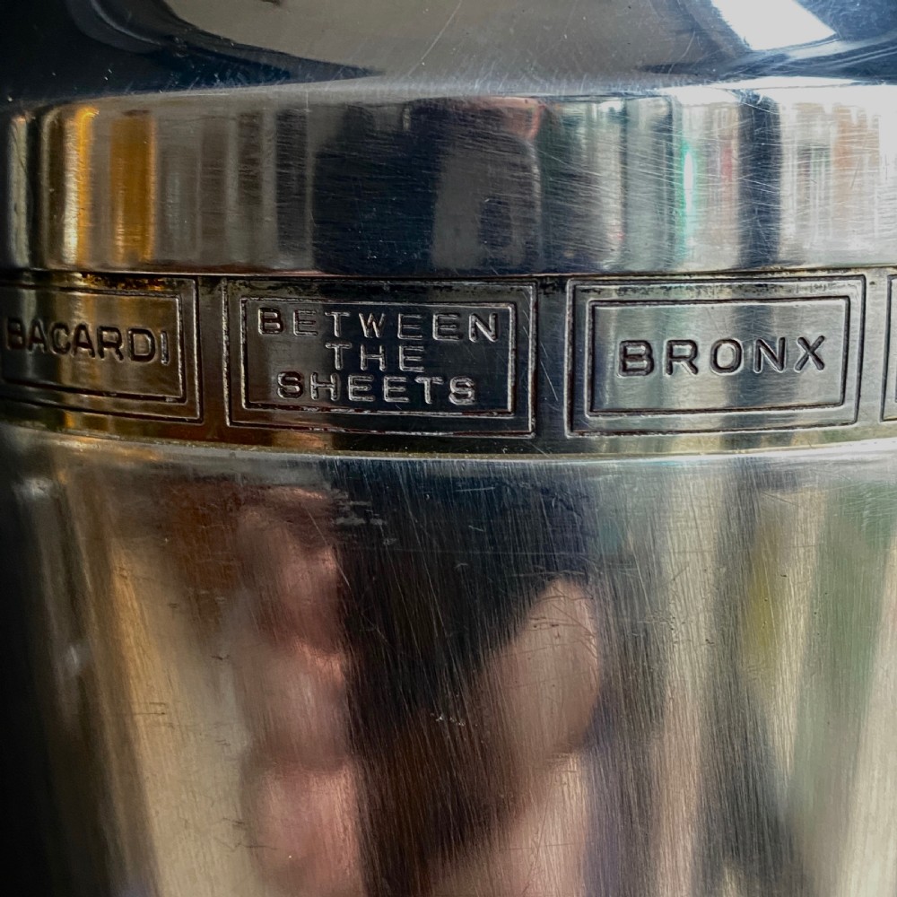 Art Deco Silver Plated Napier 'Tells You How' Cocktail Shaker View VI