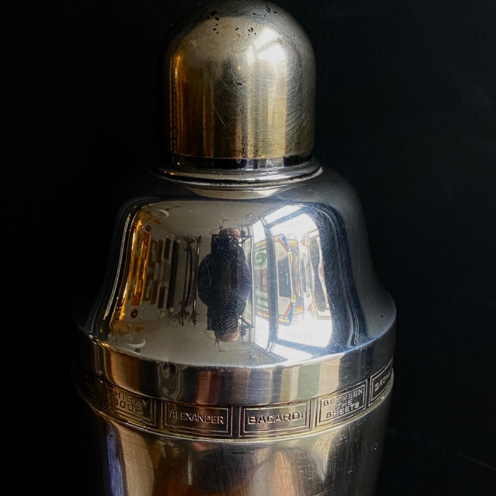 Art Deco Silver Plated Napier 'Tells You How' Cocktail Shaker View VIII