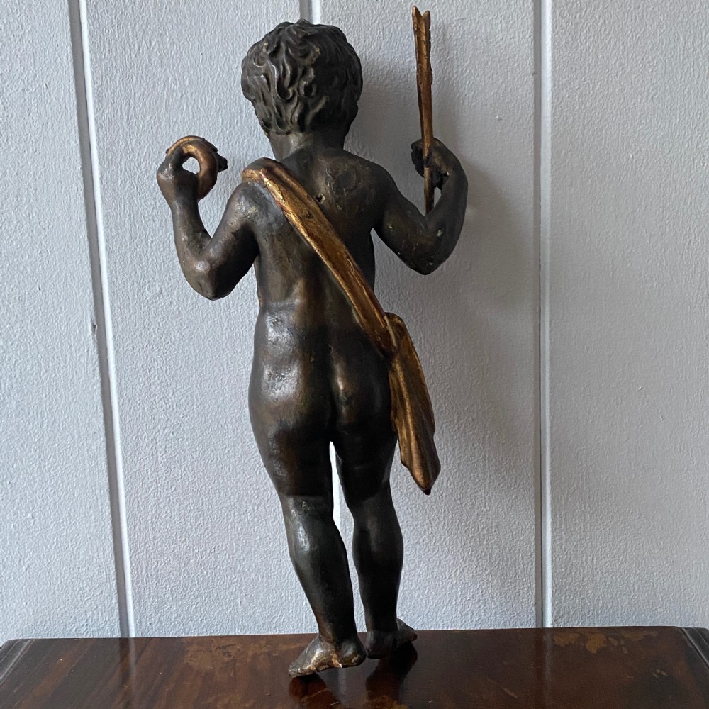 Small C19th Carved Painted and Gilded Putti View V