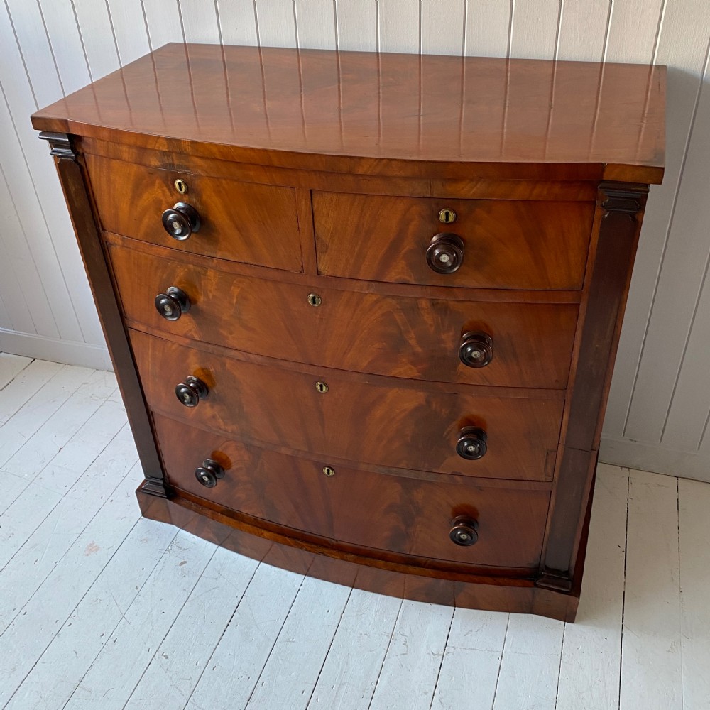 Victorian Mahogany Bow Front Chest of Drawers View III