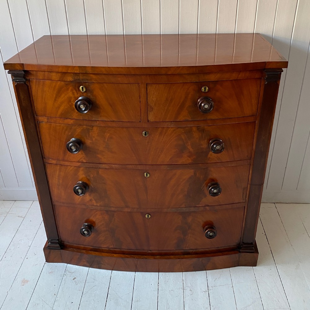 Victorian Mahogany Bow Front Chest of Drawers View IV