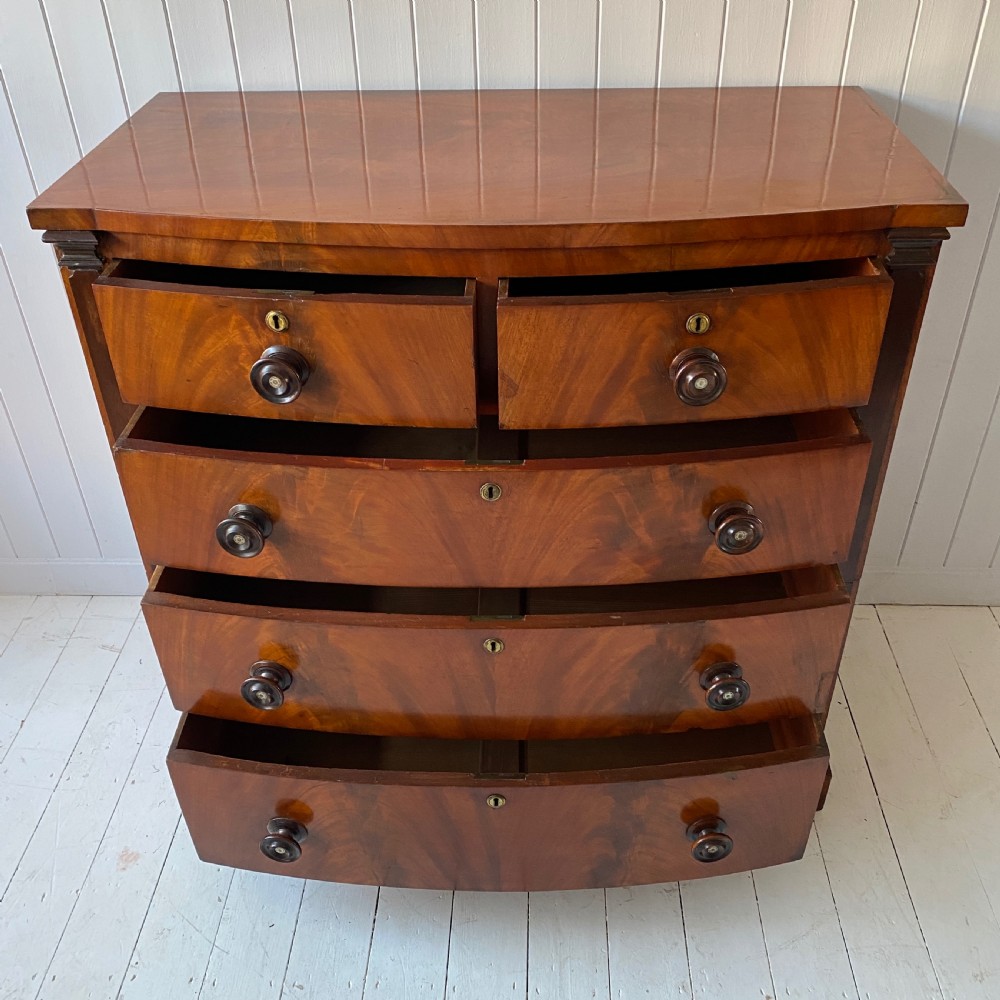 Victorian Mahogany Bow Front Chest of Drawers View V