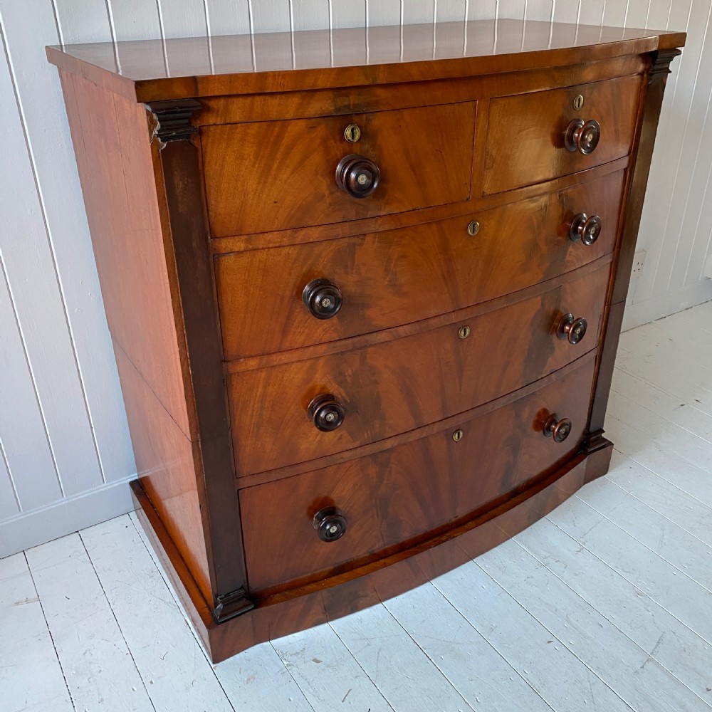 Victorian Mahogany Bow Front Chest of Drawers View VIII