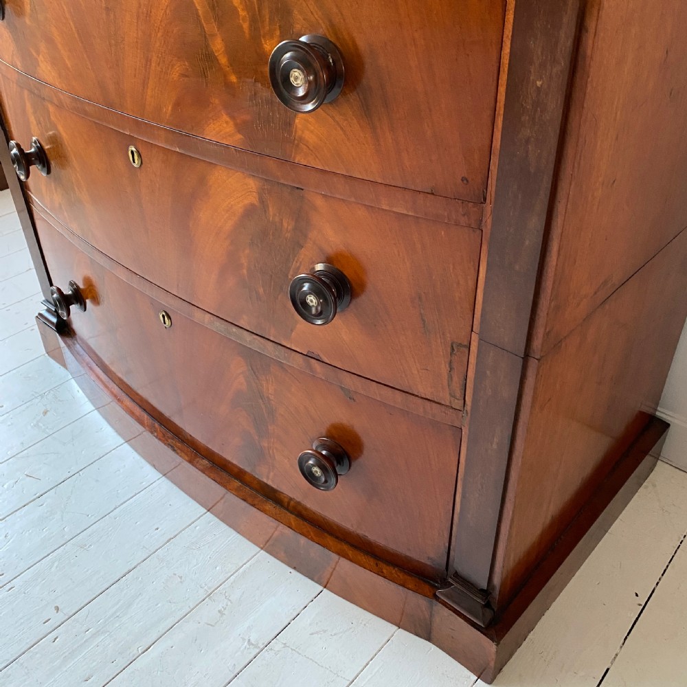 Victorian Mahogany Bow Front Chest of Drawers View IX
