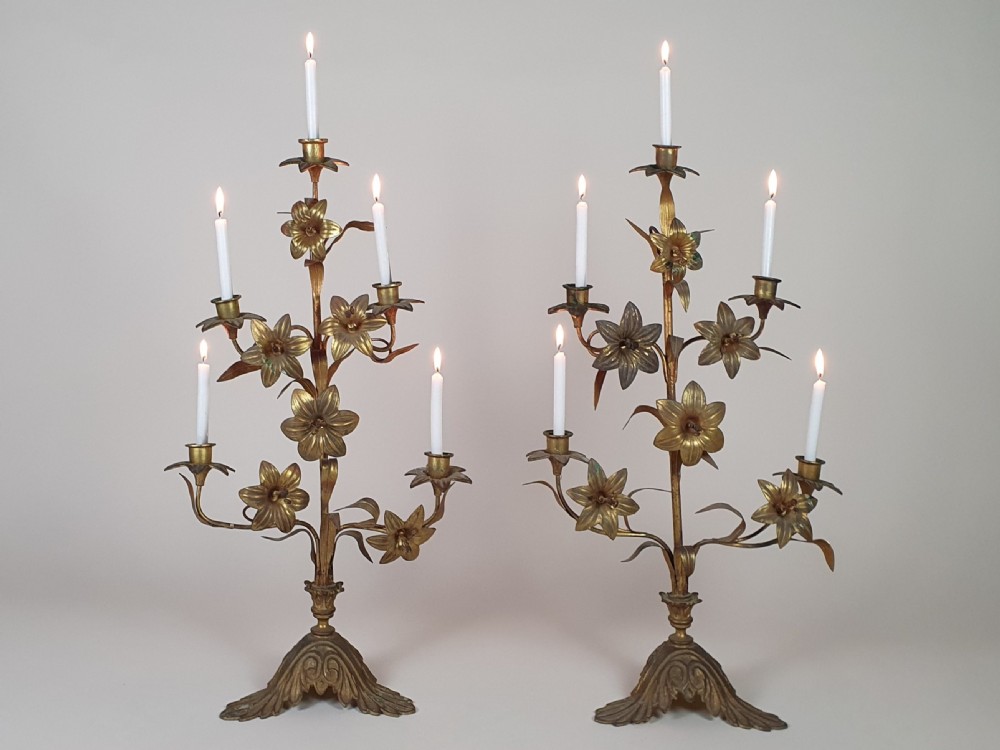 A Large Pair of French Church Candelabra