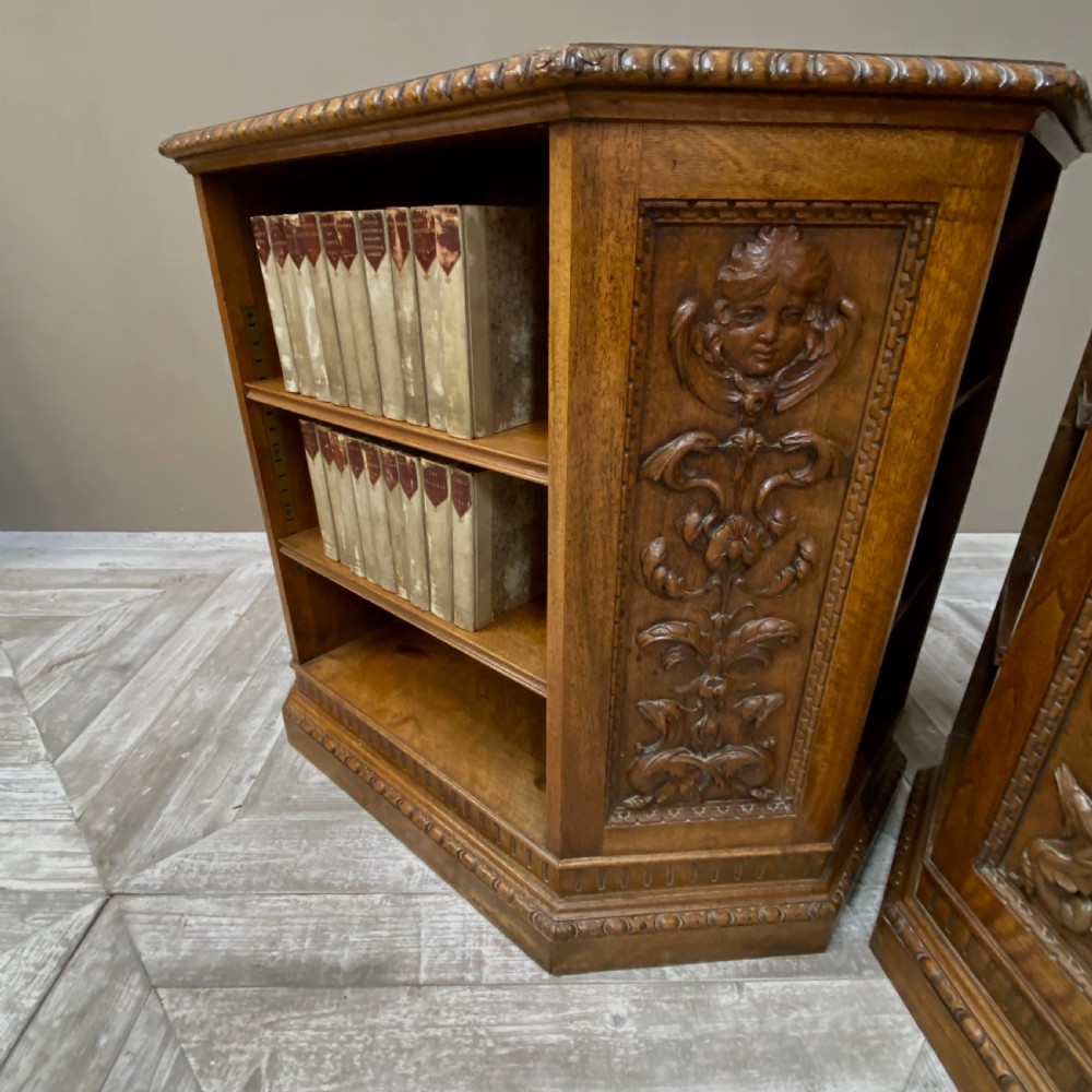 Pair Of Carved Walnut Bookcases View IV