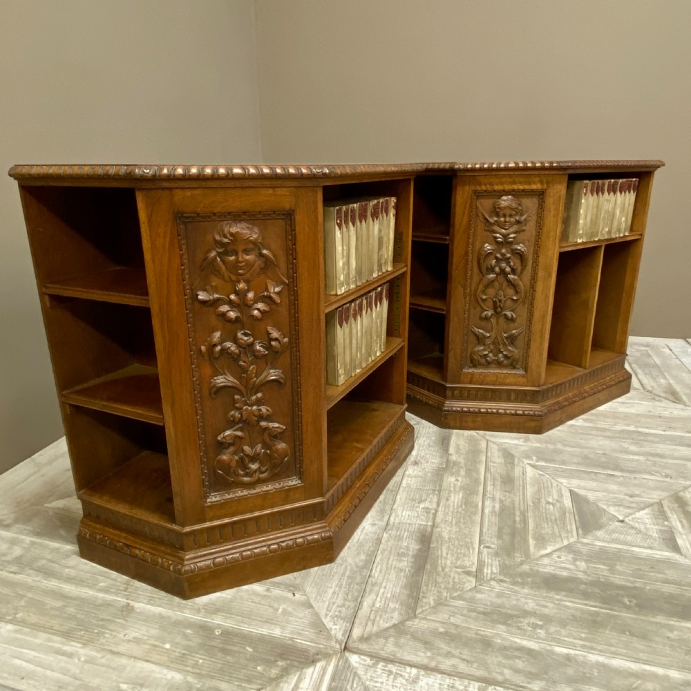 Pair Of Carved Walnut Bookcases View VI